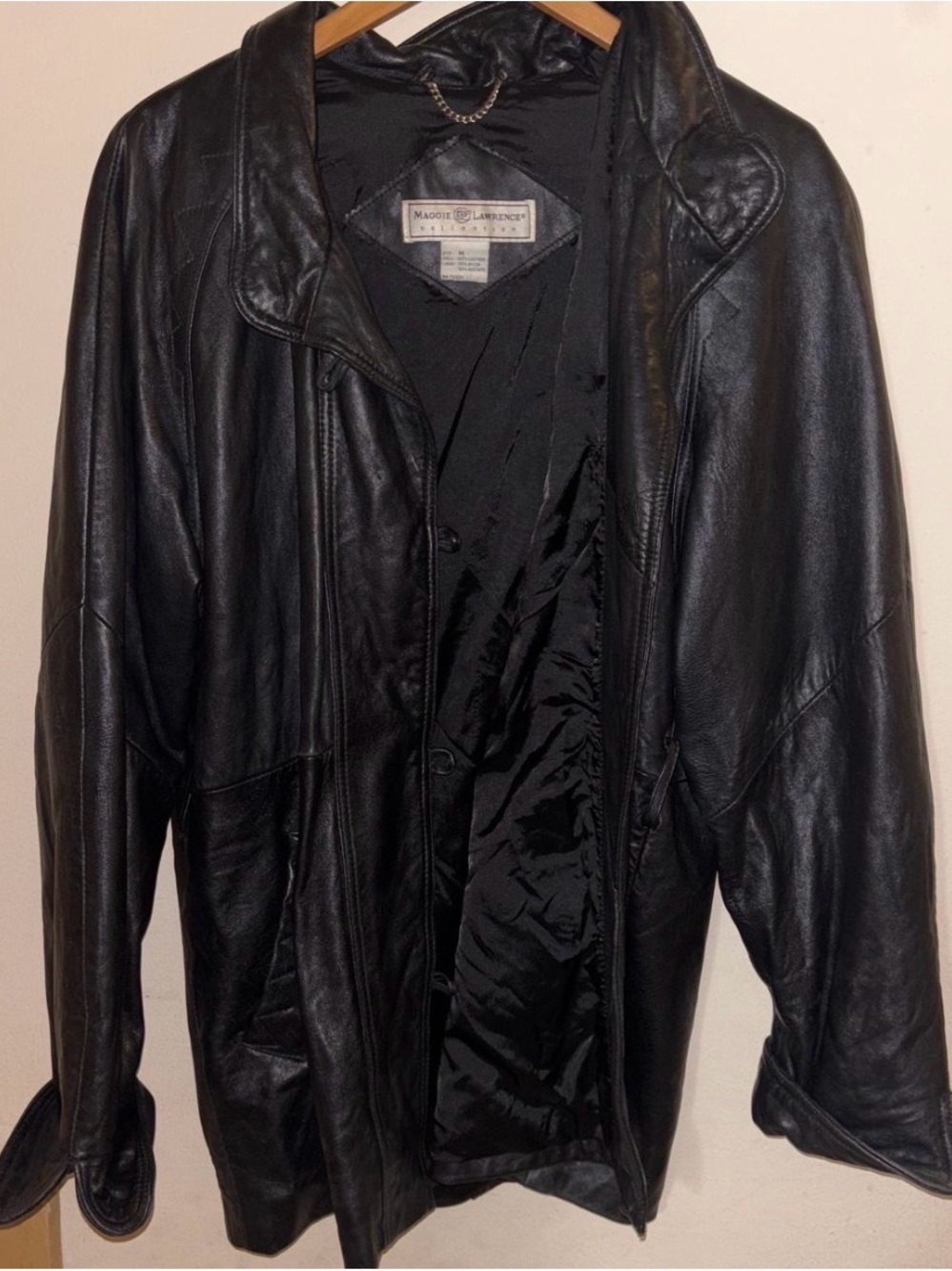 Men’s Black Leather Shirt Jacket by Maggie Lawrence